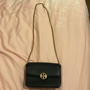 Black Leather Tory Burch Crossbody Purse